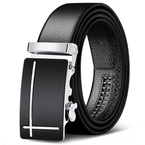 Oyiclyea Slide Ratchet Belt for Men, Adjustable Ratchet Belts, Men's Leather Belt with Slide Automatic, Adjustable Buckle, Trim to Fit, Fit for Jeans, Suits and Every Occasion, 3.5cm x 125cm