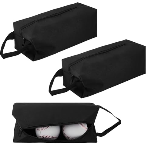 nbeads 3 Pcs Sac Porte Balles de Pickleball, 230x95x80mm Sac de Rangement Imperméable Noir avec Poignées Pochette Portable pour Équipement de Sport Pickleball Tennis