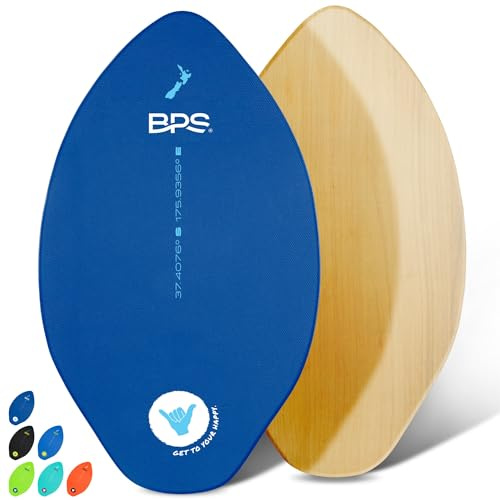 BPS 'Shaka' 40 Skimboard - Epoxy Coated Wooden Skim Board with Traction Pad - No Wax Needed - Skim Board for Kids and Adults - Large Skim Board (Dark Blue)