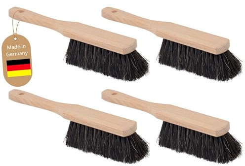 Novaliv 4er Set ROSSHAAR Handfeger Auto Besen weiche Borsten Handbesen Rosshaar Handfeger Klein Besenbürste Schneebesen Auto Rosshaarbesen Naturborsten Hand Brush Autohandfeger Weich Handkehrbesen