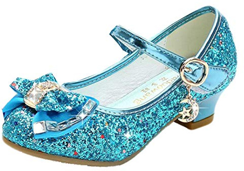mama stadt Chaussure Princesse Fille Talon Enfant Fille Princesse Cosplay Chaussures Paillettes Chaussure Deguisement Princesse Fille Chaussure à Talon Fille pour Mariages et Fêtes