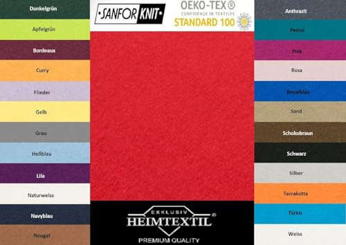 EXKLUSIV HEIMTEXTIL Marke Jersey Spannbettlaken 120 x 200 cm 100% Baumwolle Öko - Tex Zertifiziert, Markenqualität, Matratzenhöhe bis 25 cm, Rot