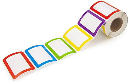 L LIKED 500 Stickers - 3.5 x 2.25Colors Plain Name tag Labels with Perforated Line for School Office Home (Blank - 500 Labels)