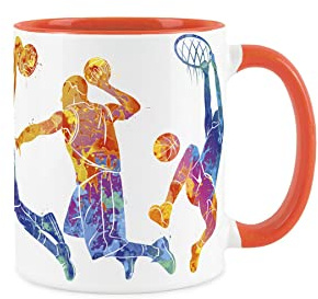 Purely Home Basketball Themed Abstract Paint Effect - Orange Mug Coffee/Tea Gift for Sports Lovers