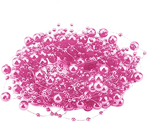 Filo di Perle Decorative 10 m Stringa di Perline di Perle in ABS Ghirlanda di Perle Rotonde per Decorazioni di Alberi di Natale, Matrimoni, Bouquet, Costumi ECC. (Rosa Rossa)
