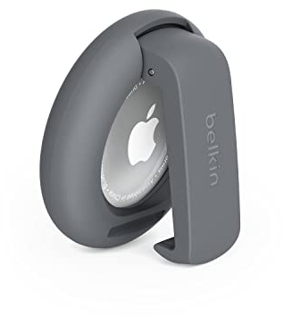 Belkin AirTag Case with Clip, Secure Holder Protective Cover Key Chain, Key Ring for Apple AirTag with Scratch Resistance Accessory – Dark Grey