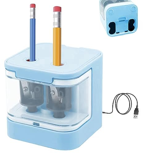 Elektrischer Anspitzer JIJICZ 6-12mm Usb Und Batterie Spitzer Elektrisch Mit Behälter Automatischer Elektronischer Bleistiftspitzer Für Dicke Und Dünne Stifte Kinder Home Schule Blau