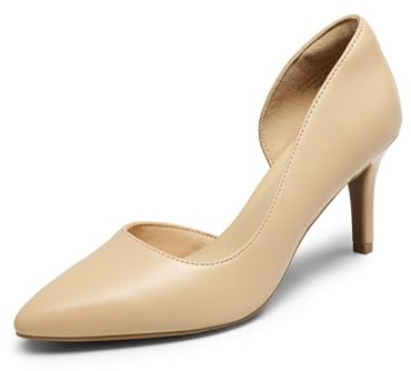 DREAM PAIRS Zapatos de Tacón Fina Clásicos Mujer de Zapatos de Salón PU con Adorno de Flores para Boda Fiesta,Size 38.5,Desnudo-PU,SDPU2416W
