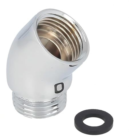 Duschkopfadapter, massives Messing, 135-Grad-Duschwinkeladapter, G1/2 Zoll Duschkopf-Verlängerungsarm-Anschluss (Chrom) (nicht drehbar)