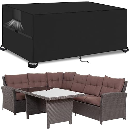 Outdoor Garden Furniture Covers,242*182*100cm,Waterproof with Air Vent, 420D Heavy Duty Oxford Fabric,Patio Furniture Cover for outside Rectangle,Rectangular Table and Chair Set, Rattan Furniture Set