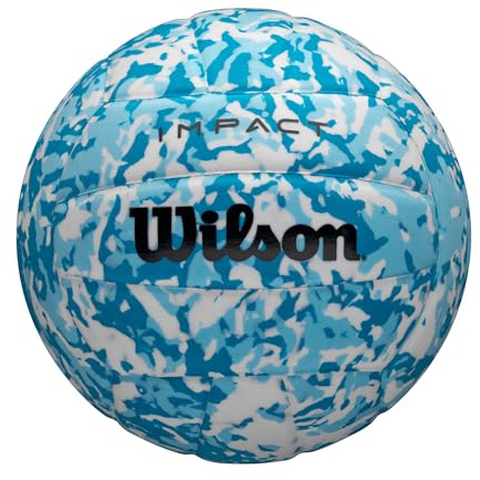 Wilson Balón de Voleibol Impact Gen Green, Elaborado Expertamente con una Vejiga de Bloqueo de Presión y una Cubierta EVA Sostenible, Excelente para Uso Interior, Color: Azul/Blanco, Tamaño Oficial