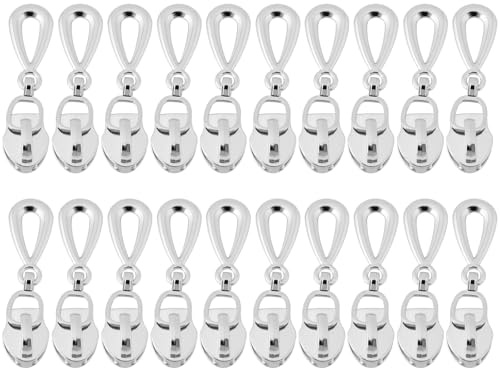 Create idea 20pcs Deslizadores Cremallera Sin Bloqueo Plata N.º 5 6 Mm con Forma de Lágrima Metal Deslizador de 4 Cm Cremalleras de Bobina de Nailon para Deslizadores Abiertos de 6 Mm Plata