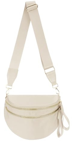 Pure Colour Crossbody Bag Bum Bag for Women,Spacious Purse Fanny Packs Belt Bag,Oversized Bum Bag (Colour Bum Bag-Beige)