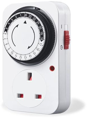 24 Hour Mechanical Timer Plug Socket UK,Digital Time Timer,Timer Switch,Energy Saving Plug Standard Size-Programmable Time Controller for Indoor Lights,Lamps and Home Appliances,CE Listed Smart Plugs