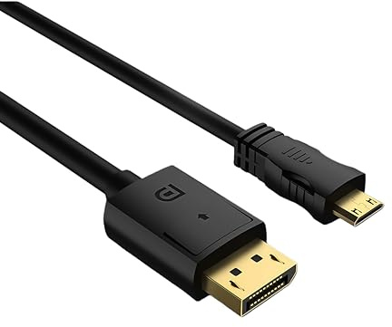 Techrum Cable DisplayPort a Mini HDMI 4K a 60Hz de 1,8 m, DP a MINI HDMI 3D 1080P 3840x2160 2K @120Hz UHD para escritorio, laptop, monitor portátil, AMD, tablet, proyector, PC, Raspberry Pi