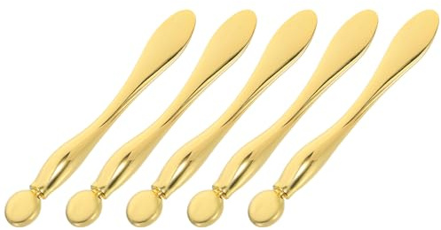 LALADEFIEE Massaggiatore per gli Occhi in Lega di Zinco 5 Pezzi – Stick Massaggiante Contorno Occhi in Metallo Cucchiaio Applicatore per Crema Viso Portatile per Trattamenti di Bellezza e