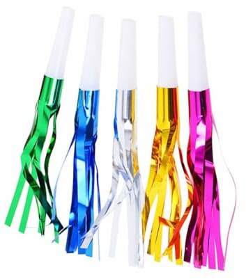 ifundom 18 Silbatos Metálicos para Fiesta Flecos Brillantes, Juguetes Colores Aleatorios, Matraca de Fiesta para Cumpleaños, Regalos y Ambiente Festivo Explosivo Color Color Aleatorio