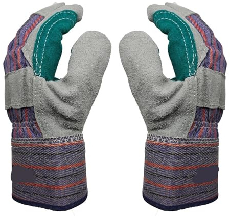 AYWTIUN Guanti da saldatura Guanti da saldatura in pelle di vacchetta saldatore resistenti al calore barbecue for rinforzati con palmo(Grey 5 pairs)