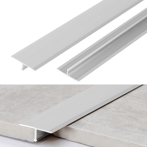 3 piezas de listones en T de aluminio anodizado, listones decorativos y de transición de suelo de 90 cm x 2 cm, listón plano de separación para umbrales de puertas y conexiones de suelos de laminado
