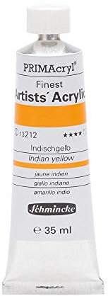 Schmincke - PRIMAcryl® Professional feinste brillante Acrylfarbe, Indischgelb, 35 ml Tube, 13 212 009, Premiumacrylfarbe, Acrylmalerei, Profi-Qualität