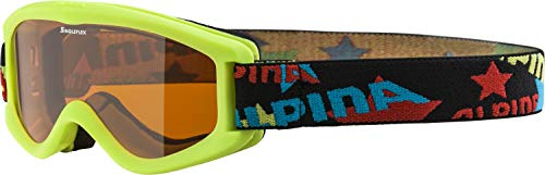 ALPINA CARVY 2.0 - beschlagfreie, bruchsichere Skibrille mit 100 Prozent UV-Schutz für Kinder - green - one size