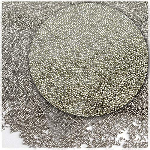 The Crafts Outlet MCR-GLS-MTL-MA6-BSL-1LB Metallic Glass Microbead, 1 Bag of 1-Pound, Bright Silver