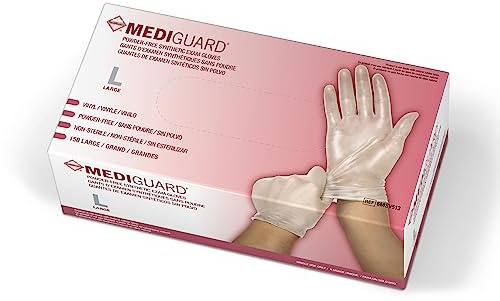 Medline MediGuard Vinyl Exam Gloves, 150 Count, Large, Powder Free, Disposable, Not Made with Natural Rubber Latex, All-purpose Medical Tasks