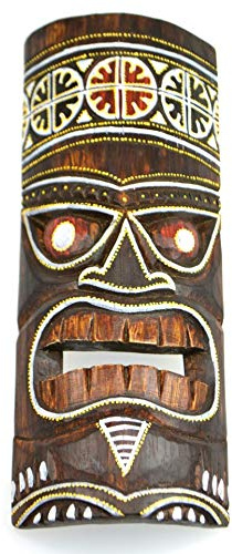 Máscara Tiki H30 cm madera multicolor. Decoración Tiki.