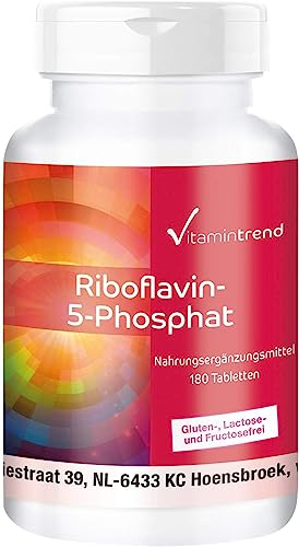 Vitamintrend Vitamin B2 Riboflavin 79mg, 180 Tabletten, Riboflavin-5-Phosphat, hochdosiert, Nahrungsergänzungsmittel vegan ohne Magnesiumstearat, in Deutschland hergestellt