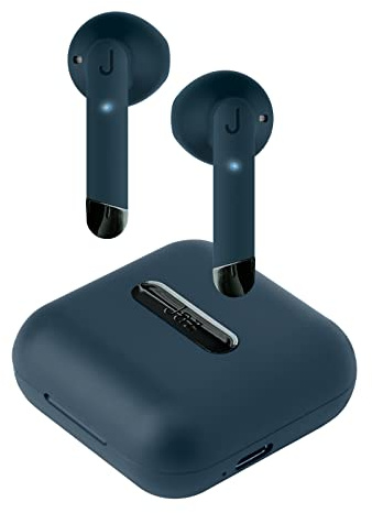 JAZ Auricolari Hoox True Wireless Stereo Blu, Tws Senza Fili, Basetta di Ricarica da 400 Mah, Fino a 4 Oredi Musica e Chiamate, Funzione Mono con Tecnologia Dual Leader