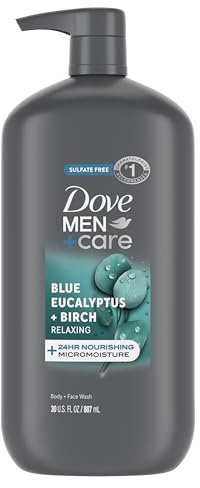 DOVE MEN + CARE Relaxing Blue Eucalyptus + Birch Body and Face Wash with 24-Hour Nourishing Micromoisture Technology Body Wash for Men 30 oz