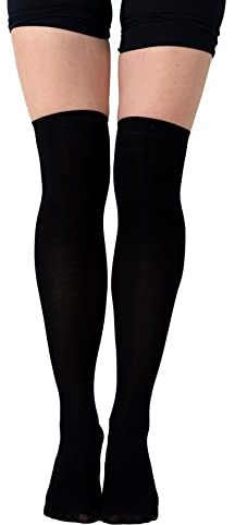 Bevigorio Black Thigh High Socks for Women Over the Knee Socks Thigh High Stocking Knee High Socks for Women Thigh Highs black 1pair