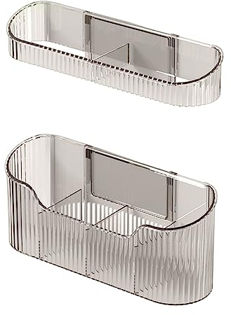 Katolang Set di porta ombrelli da parete antiscivolo senza punzonatura, portaombrelli lunghi e corti con raccoglitore di gocce d'acqua per la casa, grigio trasparente