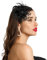 GEEHUA Fascinators Hüte für Frauen Teeparty, Stirnband Blume Cocktail Mesh Feder Hut Clip Hochzeit Karneval Derby Hut (Schwarz)