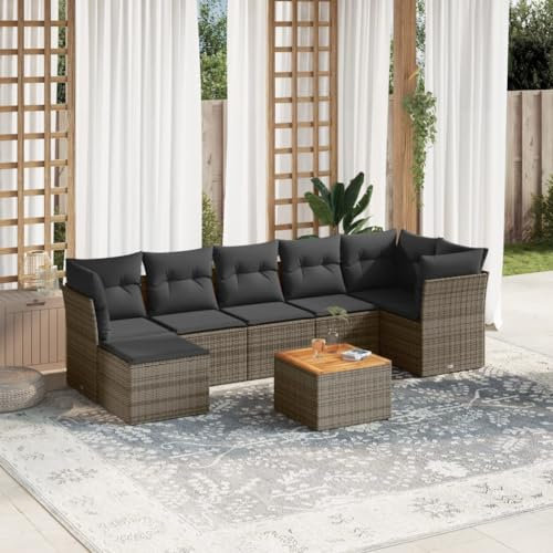 SECOLI Conjunto de muebles de jardín de ratán con espacio de almacenamiento, XXL, muebles de terraza, sofá de salón, grupo de asientos de ratán, muebles de esquina, juego de muebles de balcón, color