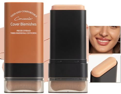 Barra De Base Multiusos Con Pincel Incorporado, Maquillaje Para El Rostro De Cobertura Natural Y Larga Duración Para Uso Diario (03#, 20 g)