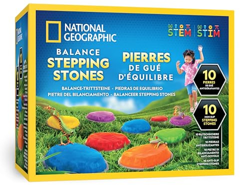 Blue Marble National Geographic Pietre per Equilibrio Bambini - 10 Pietre Antiscivolo Resistenti per Sviluppare Coordinazione e Abilità Motorie