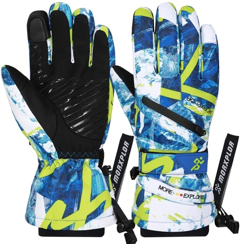 MORXPLOR Winter Ski Snow Gloves Men Women,Windproof Touchscreen Snowboard 3M Thinsulate Insulated Warm Winter Snowmobile Gloves