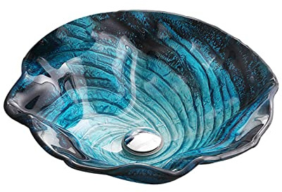 XSMYdpuk Countertop Basin Sink Glass Vessel Bowl Washbasin Washing Basin For Vanity Cabinet Toilets And Bathrooms With Tap Without Tap A