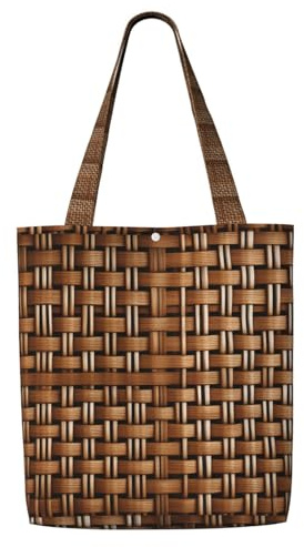 TTIGLHOH Bolsa de compras de lona reutilizable de mimbre tejida con cierre a presión, uso diario, trabajo, compras