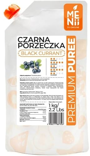 Puré Premium de Grosella Negra 1 kg – 90% Fruta – Sabor Intenso – Ideal para Postres, Tartas, Helados, Smoothies y Cócteles – Textura Suave, Listo para Usar, Pasteurizado – Color Natural