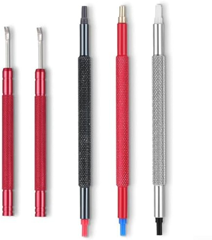 Kit d'outils de presse et de démontage de montre - 3 poussoirs pour aiguilles de 0,6 à 3 mm + 2 leviers de démontage - Ensemble de raccords en métal pour réparation d'horloger (C)
