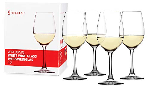 Spiegelau Weißweingläser 380 ml, 4 Stück, Winelovers, 4090182, Weingläser aus Kristallglas, Weißwein Gläser spülmaschinenfest