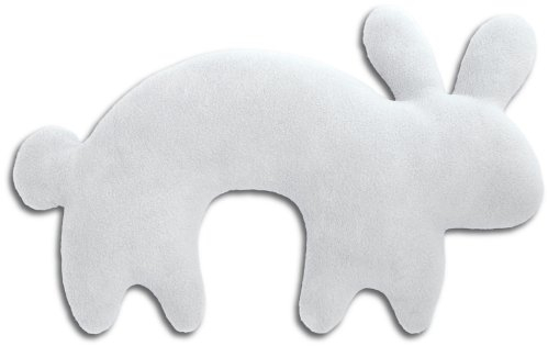 Leschi REISEKISSEN für erholsamen Schlaf in Auto, Flugzeug und Camping-Bett / Reisegeschenk für Kinder und Erwachsene / waschbares Nackenkissen / Hase Paulo, grau schwarz