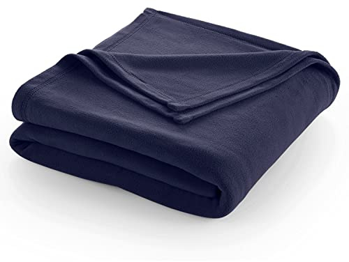 Full/Queen Size Fleece Blanket | Comfy Supersoft Fleece Blanket Full Size – All-Season Light Weight Throw Blanket | Luxuriously Soft | Throw Blanket for Couch and Sofa | Machine Wash | Navy