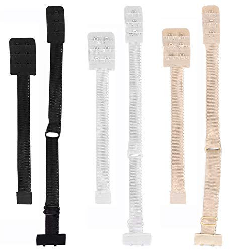 Lansonee Soft Comfortable Adjustable Low Back Bra Converter Straps Set 2 Hooks (White, Black, Beige)