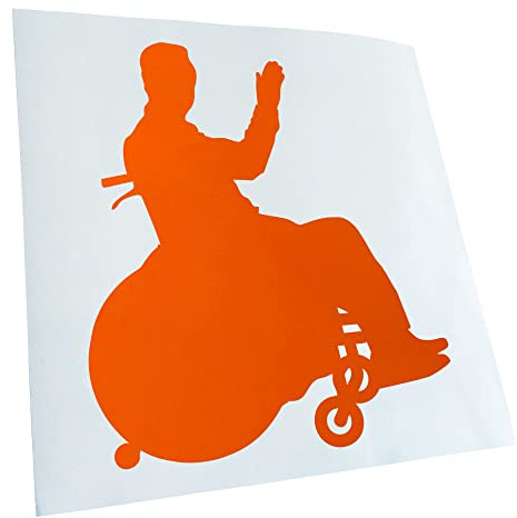 Kiwistar - Autocollant - Chaise roulante handicapée - 24x21cm - orange - G24 - Pour voitures, vélos, véhicules, motos, cyclomoteurs, tuning, vitres arrière