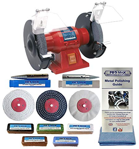 Bench Grinder Metal Polisher 6 150W with Pro-Max 4 Metal Polishing Kit