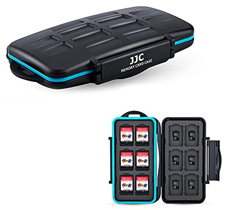 JJC 24 Slots Game Card Case for Nintendo Switch, Water-Resistant Game Card Organizer Holder Storage for 12 Nintendo Switch Game Card + 12 Micro SD Card, Black