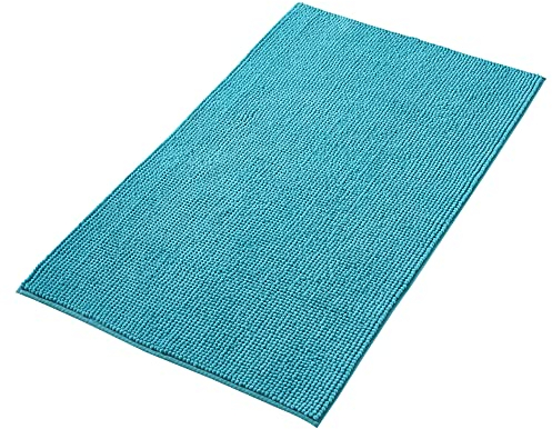 Decomira Badematte rutschfest | Als Badteppich Set kombinierbar | Badezimmer-Teppich Bad-Vorleger waschbar aus Chenille | Duschvorleger für Dusche, Badewannen, WC Deko | Petrol Türkis - 70x120 cm